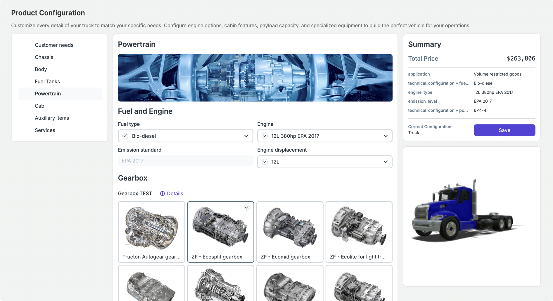 Visual configuration heavy vehicles